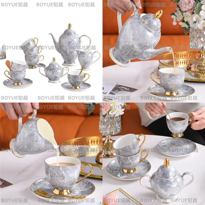 Coffee Tea Box - Luxuriöses Bone China Kaffeetassen- und Untertassen-Set