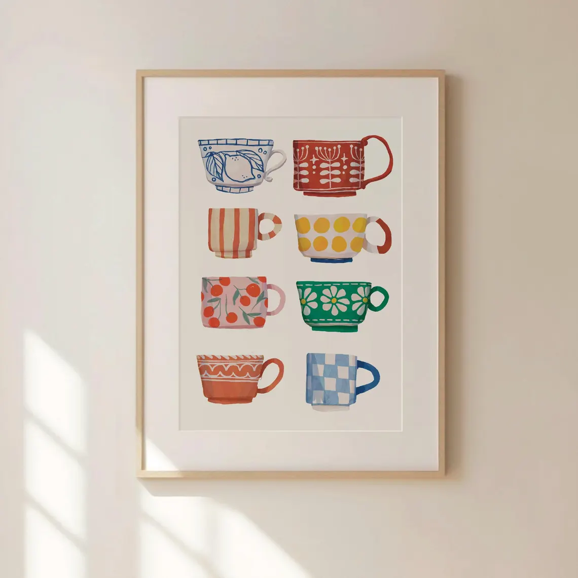 Coffee And Tea Bar - Teebecher-Druck, Frühstücksposter, Kaffee-Druckkunst, handgemachte Küchenwandkunst, digital