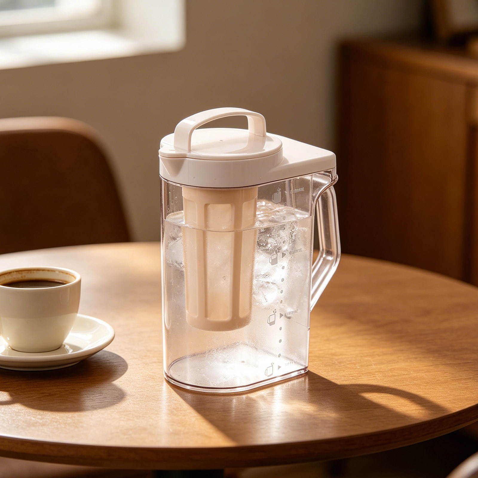 Water Tea And Coffee - 1,6-Liter-Kaltbrau-Kaffeekanne mit Plastik-Infusionsdeckel, Wasserspender für Eistee,