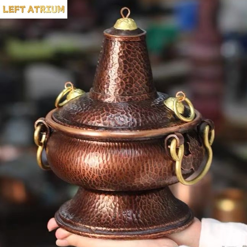 Coffee Tea Box - Multifunktionale Reine Kupfer-Vase Handgefertigt mit Blättermotiv