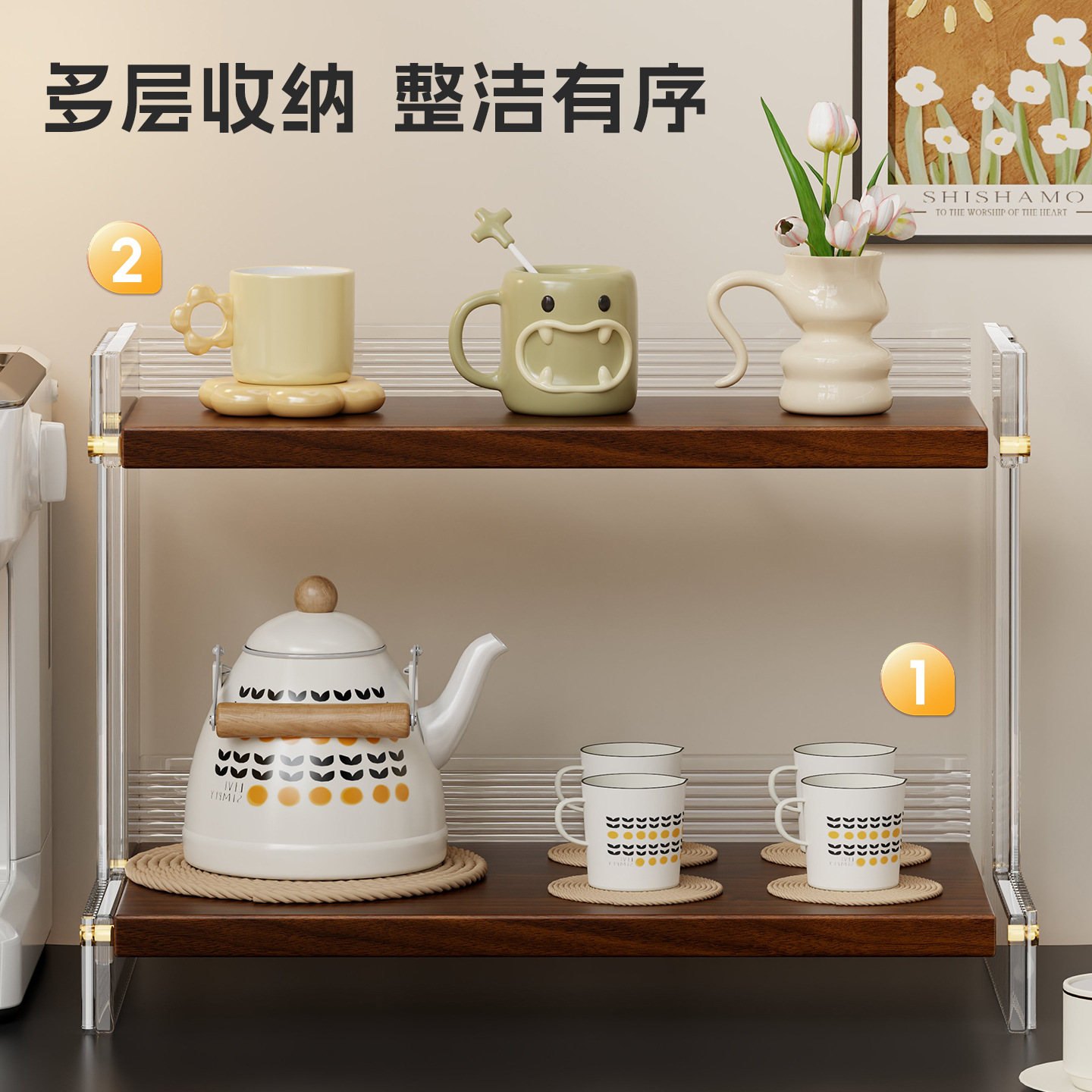 Desktop-Tasse-Aufbewahrungsreg – Tea Coffee Set Up Bewertung und Preis